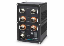 Planet IGS-604HPT-M12 vodotěsný průmyslový switch, 6xGE M12, 4x PoE 802.3at 140W, 48-56VDC, -40~75°C, IP67, EN50155