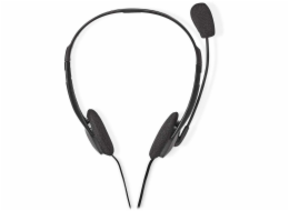 NEDIS headset CHST100BK/ drátová sluchátka + mikrofon/ 2x 3,5 mm jack/ kabel 2 m/ černý