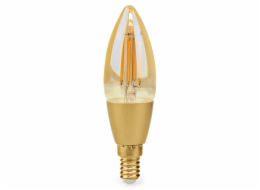NEDIS Wi-Fi chytrá LED žárovka s vláknem/ E14/ svíčka/ 4,9W/ 230V/ 470lm/ teplá bílá/ 1800 - 3000K/ stmívatelná/ sklo