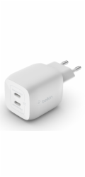 Belkin&nbsp;WCH001vf&nbsp;Belkin&nbsp;Duální&nbsp;45W&nbsp;USB-C&nbsp;Power&nbsp;Delivery&nbsp;GaN&nbsp;PPS&nbsp;nástěnná&nbsp;nabíječka,&nbsp;bílá