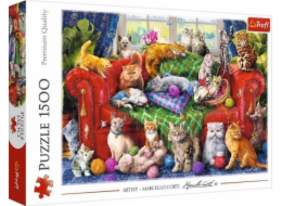 Puzzle 1500 dílků Koťátka na pohovce