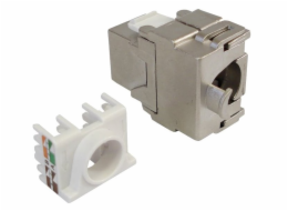 XtendLan Keystone jack RJ45, CAT6A, STP, stříbrný, 180 st, zaklapávací zezadu