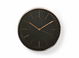 Nedis CLWA013PC30BK - Kulaté Nástěnné Hodiny | Průměr 30 cm | Černá a Růžové zlato