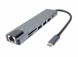 PremiumCord Adaptér USB-C na HDMI + USB3.0 + USB2.0 + PD + SD/TF + RJ45