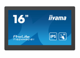 iiyama ProLite T1624MSC-B1 - LED monitor - 15.6" - dotykový displej - 1920 x 1080 Full HD (1080p) - IPS - 450 cd/m? - 800:1 - 25 ms - HDMI - reproduktory - černá, matná