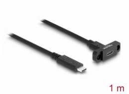 Delock Kabel SuperSpeed USB 10 Gbps (USB 3.2 Gen 2) ze zástrčky USB Type-C na zásuvku, 1 m panelová montáž, černý
