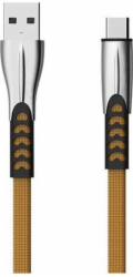 CABLE TYP-C 2.4A GOLD FLAT 2400mAh QUICK CHARGER QC 3.0 1M POWERLINE SMS-BW02- METAL PLUGS