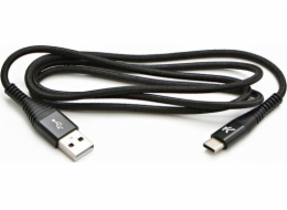 USB kabel Logo USB kabel (2.0), USB A M- USB CM, 2m, 480Mbps, 5V / 3A, černý, Logo, krabice, nylonové opletení, hliníkový kryt konektoru