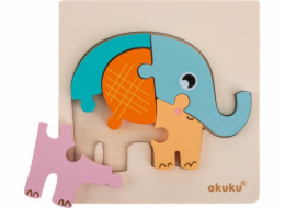 Dřevěné vkládací puzzle Akuku Sloník