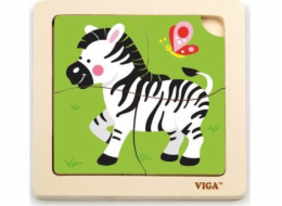 Dřevěné puzzle pro nejmenší Viga 4 ks Zebra