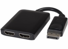 PremiumCord MST adaptér DisplayPort 1.2 - 2x HDMI, rozšíření+zrcadlení+2 obrazy, 4K*2K@60Hz