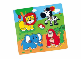 Dřevěné puzzle s úchyty pro nejmenší Viga ZOO