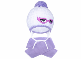 Zimní dětská pletená čepička se šálou New Baby fialová
