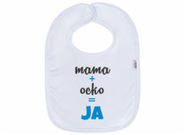 Kojenecký bavlněný bryndák New Baby mama+ocko=JA modrý