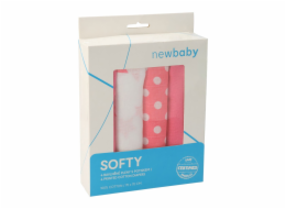 Látkové bavlněné pleny New Baby Softy s potiskem 70 x 70 cm 4 ks růžovo-bílé