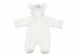 Zimní kojenecká kombinéza s kapucí a oušky New Baby Pumi cream