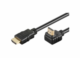 PremiumCord HDMI High Speed+Ethernet kabel, zlacený zahnutý konektor 90° 10m