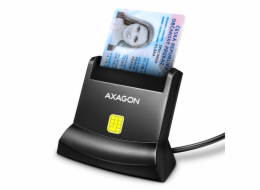 AXAGON CRE-SM4N, USB-A StandReader čtečka kontaktních karet Smart card (eObčanka), kabel 1.3m