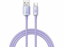 Baseus CAJY000405 Crystal Shine Series Datový Kabel USB - USB-C 100W 1,2m Purple