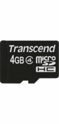 TRANSCEND MicroSDHC karta 4GB Class 4, bez adaptéru