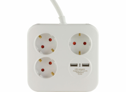 REV PowerQuad 3-fold 2x USB white Multiple Socket Outlet