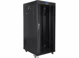 Stojací RACK instalační skříň 19 22U 800X800 černé LCD skleněné dveře (FLAT PACK)