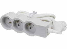 LEGRAND Revolution prodlužovací přívod 3x2P+T, kabel 3m, bílá-světlé šedá