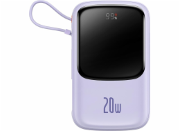 Powerbanka Baseus Qpow Pro s kabelem Lightning, USB-C, USB, 10000 mAh, 20 W (fialová)