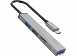 ORICO HUB USB-C; 3x USB-A (2x2.0 1x3.1) TF 5 GBPS AH-12F-GY-BP