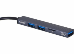 ORICO HUB USB-A; 3x USB-A (2x2.0 1x3.1) TF 5 GBPS AH-A12F-GY-BP