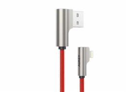 USB kabel Aukey CB -Al04 Red OEM Nylon USB kabel - Lightning | 1m zástrčky 90 stupňů MFI certifikát