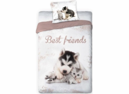 Youth bedding 02 BEST FRIENDS DOG AND CAT set 160x200cm + pillow 70x80cm
