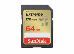 Paměťová karta Sandisk Extreme 64GB SDXC 170MB/s & 80MB/s, UHS-I, Class 10, U3, V30