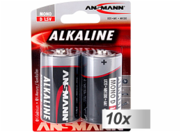 10x2 Ansmann Alkaline Mono D LR 20 red-Line         1514-0000