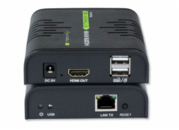 Techly KVM Extender HDMI + USB přepínač (myš, klávesnice) přes Cat5/5e/6 kroucený pár až 120m (028214)