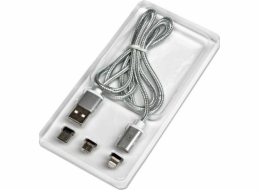 Kabel USB Neutralle USB-A - USB-C + microUSB + Lightning 1 m Srebrny