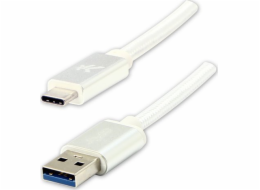 USB kabel Logo USB kabel (3.2 gen 1), USB A M-USB CM, 1m, 5 Gb/s, 5V/3A, bílý, Logo, krabice, nylonové opletení, hliníkový kryt konektoru