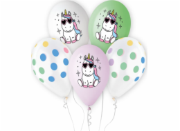 GoDan Premium Helium Balloons - Veselý jednorožec, 13 / bal. 5 ks.
