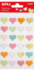 Plstěné samolepky Apli APLI Hearts, mix barev