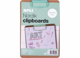 Apli Clipboard APLI Nordik, deska A5, drewniana, z metalowym klipsem, pastelowy zielony