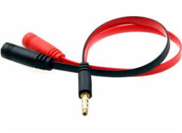 Kabel Mozos Jack 3,5 mm - Jack 3,5 mm x 2 0,2 m červený (ASM-1)