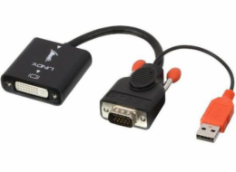 Lindy AV adaptér DVI-I - D-Sub (VGA) + USB-A černý (38184)