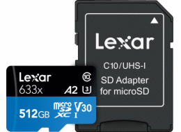 Lexar 633x MicroSDXC karta 512GB Class 10 UHS-I/U3 A2 V30 (LSDMI512BB633A)