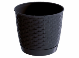 Květináč 220 mm antracit RATOLLA ROUND imitace pleteného rat