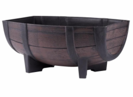 Květináč sud 41x29x19 cm plast dřevěný efekt teak