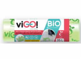 Pytel na odpadky 35 l/10 ks BIO 100% kompostovatelné s uchy zel