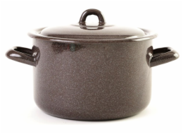 Hrnec smalt 2,9 l s poklicí Olymp hnědý granit 18 cm