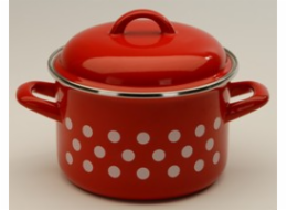 Hrnec smalt 6,75 l s poklicí červený s bílým puntíkem 24 c