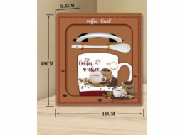 Hrnek s podšálkem a lžičkou "Coffee Time" 9x8,5 cm