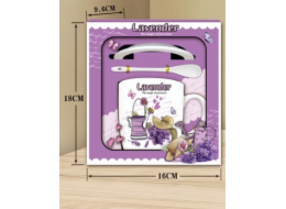 Hrnek s podšálkem a lžičkou "Levandule" 9x8,5 cm